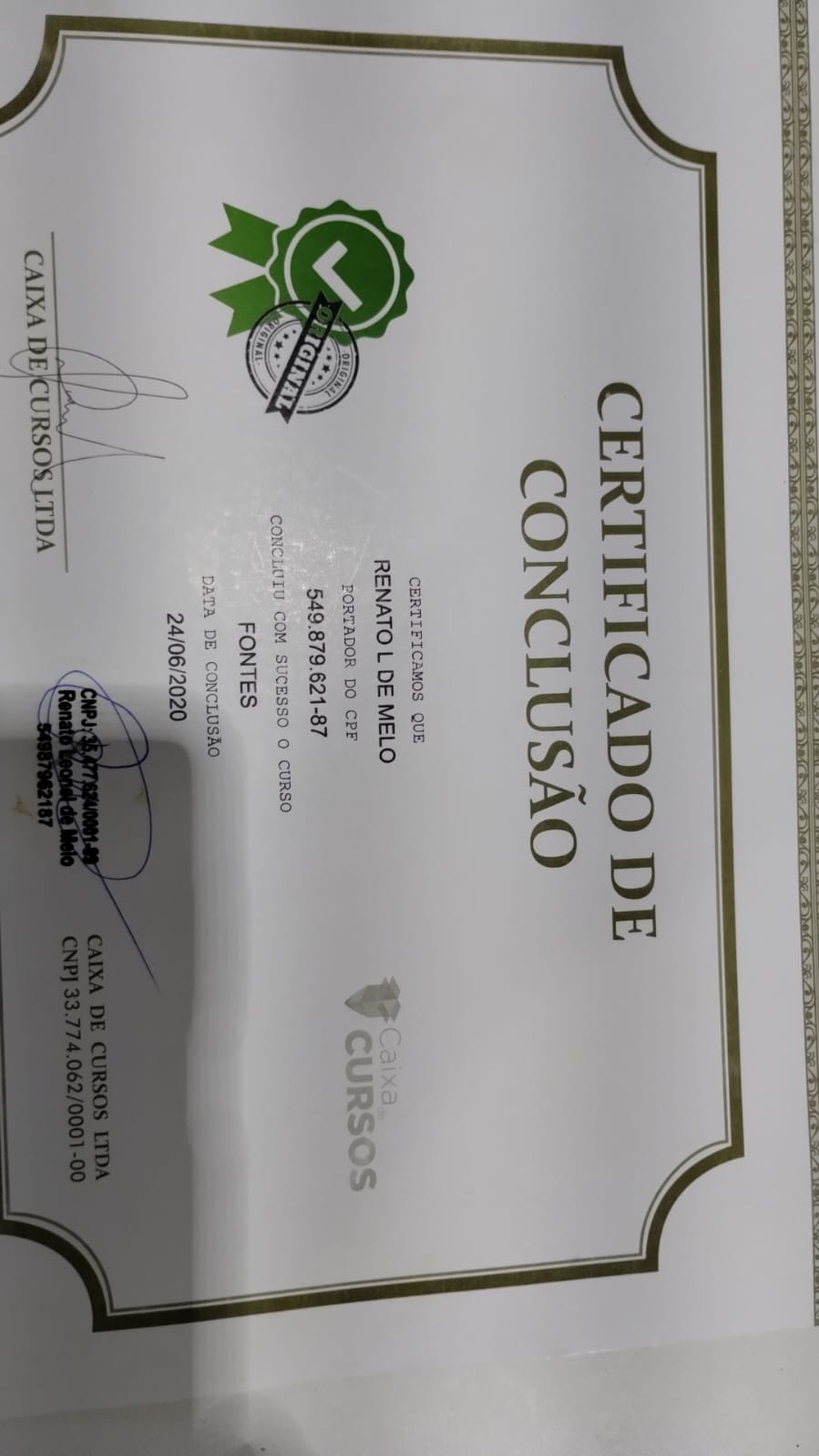 Certificado Fontes