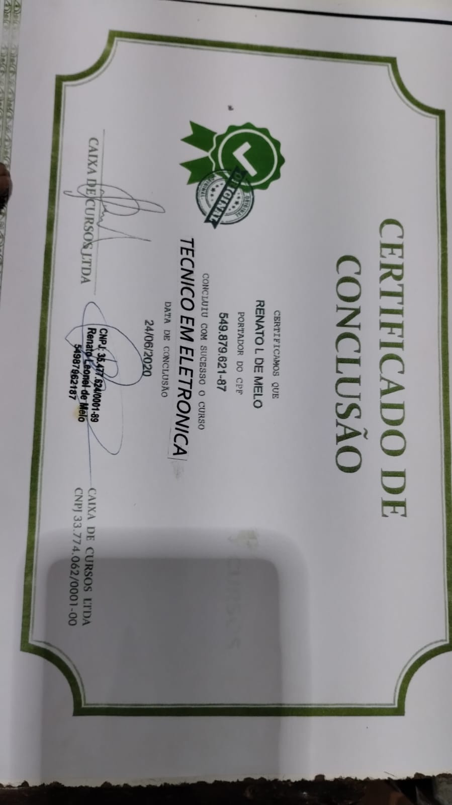 Certificado Técnico em Eletrônica