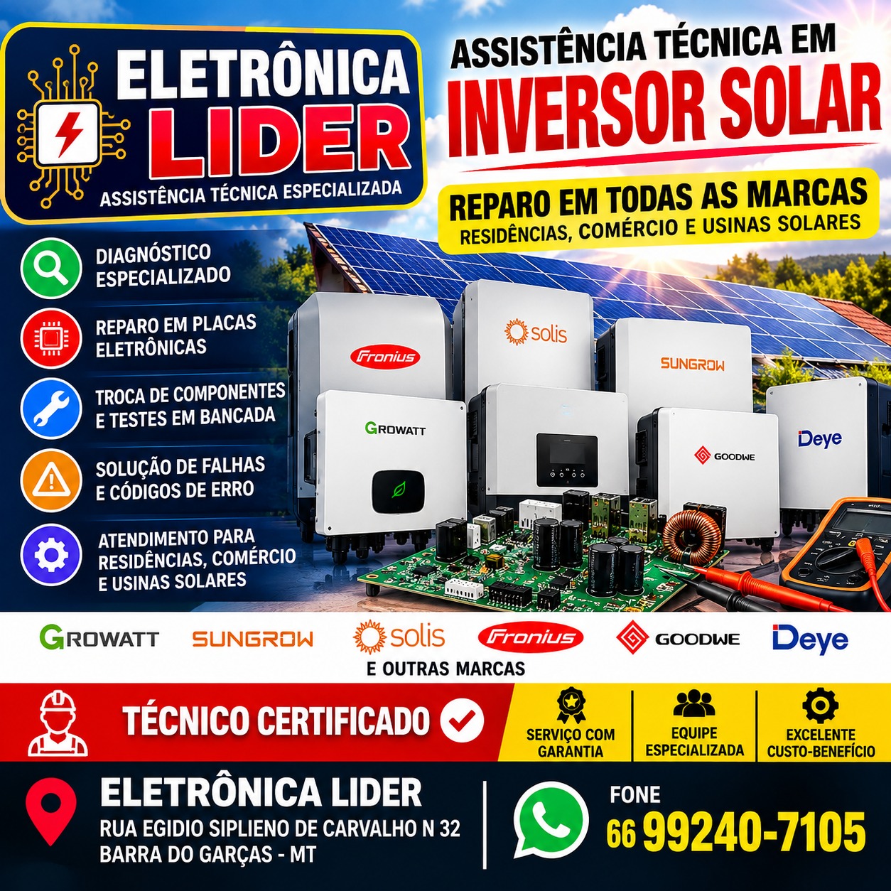 Assistência técnica em inversor solar